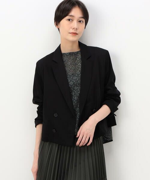 COMME CA PLATINUM S-SIZE / コムサ・プラチナ エスサイズ テーラードジャケット | 〔 Sサイズ 〕 キュプラストレッチサテン クロップドジャケット | 詳細3