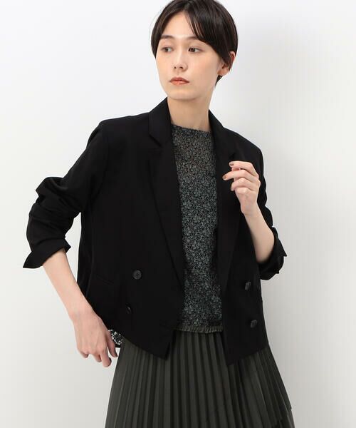 COMME CA PLATINUM S-SIZE / コムサ・プラチナ エスサイズ テーラードジャケット | 〔 Sサイズ 〕 キュプラストレッチサテン クロップドジャケット | 詳細4