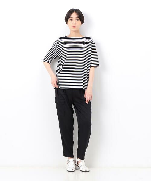 COMME CA PLATINUM S-SIZE / コムサ・プラチナ エスサイズ Tシャツ | 〔 Sサイズ 〕 シルケット天竺ボーダー  ボートネック５分袖Ｔシャツ | 詳細1