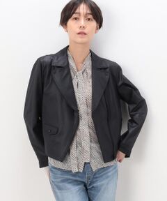 COMME CA PLATINUM S-SIZE / コムサ・プラチナ エスサイズ レザーブルゾン・ジャケット | 〔 Sサイズ 〕 ポンチフェイクレザーエンボス ライダースジャケット