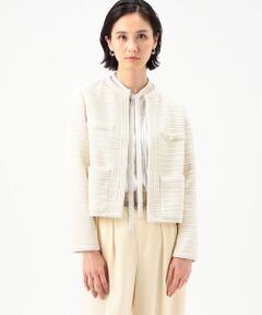 COMME CA PLATINUM S-SIZE / コムサ・プラチナ エスサイズ ノーカラージャケット | 〔 Sサイズ 〕 ラッセルツイード ノーカラージャケット