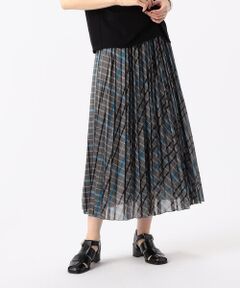 COMME CA PLATINUM S-SIZE / コムサ・プラチナ エスサイズ ロング・マキシ丈スカート | 〔 Sサイズ 〕 シアーリネンチェック プリーツスカート