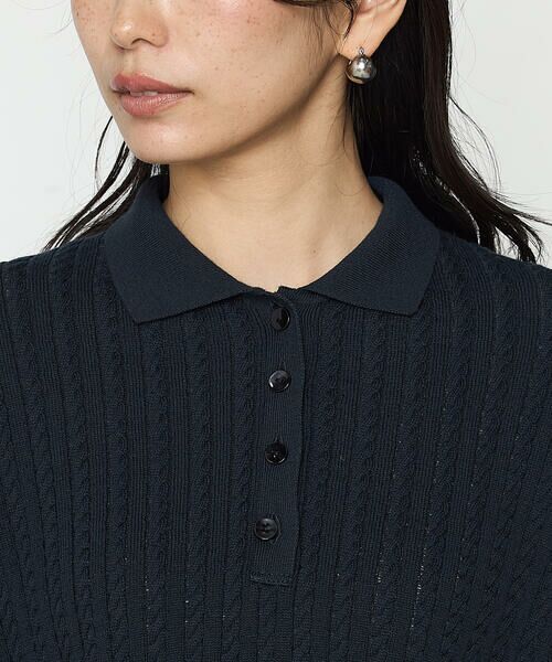 COMME CA PLATINUM S-SIZE / コムサ・プラチナ エスサイズ ニット・セーター | 〔 Sサイズ 〕 ケーブル編みニット ポロ襟プルオーバー | 詳細6