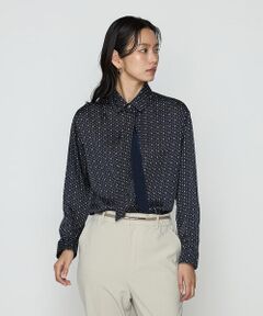 COMME CA PLATINUM S-SIZE / コムサ・プラチナ エスサイズ シャツ・ブラウス | 〔 Sサイズ 〕 サテンワッシャーダイヤ小紋柄 ブラウス