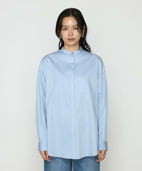 Sサイズ 〕 コットンサテンオルタージュ ロングシャツ （シャツ