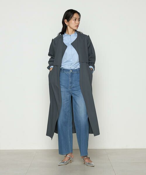 Sサイズ 〕 コットンサテンオルタージュ ロングシャツ （シャツ