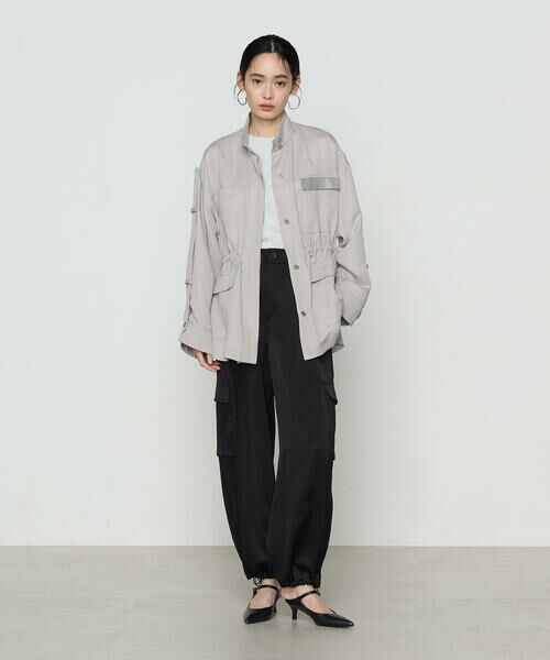 COMME CA PLATINUM S-SIZE / コムサ・プラチナ エスサイズ ブルゾン | 〔 Sサイズ 〕 テンセルリネンサテン ミリタリー調シャツブルゾン | 詳細1