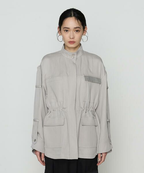 COMME CA PLATINUM S-SIZE / コムサ・プラチナ エスサイズ ブルゾン | 〔 Sサイズ 〕 テンセルリネンサテン ミリタリー調シャツブルゾン | 詳細7