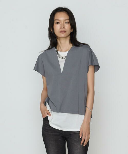 COMME CA PLATINUM S-SIZE / コムサ・プラチナ エスサイズ カットソー | 〔 Sサイズ 〕 TCポンチ アンサンブルプルオーバー(04:グレー)