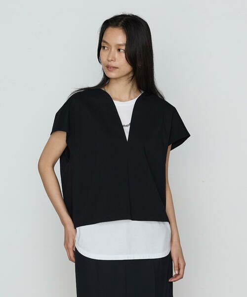 COMME CA PLATINUM S-SIZE / コムサ・プラチナ エスサイズ カットソー | 〔 Sサイズ 〕 TCポンチ アンサンブルプルオーバー(05:クロ)