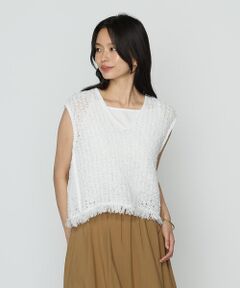 COMME CA PLATINUM S-SIZE / コムサ・プラチナ エスサイズ ニット・セーター | 〔 Sサイズ 〕 サマーツイードニット ジレ