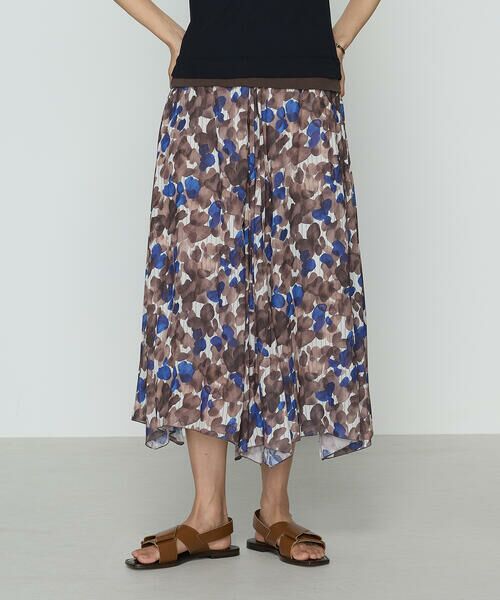 COMME CA PLATINUM S-SIZE / コムサ・プラチナ エスサイズ ロング・マキシ丈スカート | 〔 Sサイズ 〕 強撚カッセンアートプリント ハンカチーフヘムスカート（14:アートプリント）