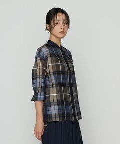 COMME CA PLATINUM S-SIZE / コムサ・プラチナ エスサイズ シャツ・ブラウス | 〔 Sサイズ 〕 シルクドビーチェックビックシルエットシャツ羽織