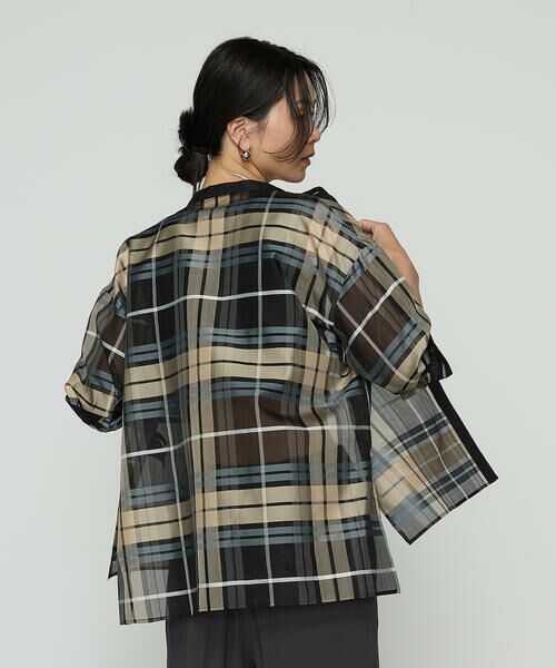 COMME CA PLATINUM S-SIZE / コムサ・プラチナ エスサイズ シャツ・ブラウス | 〔 Sサイズ 〕 シルクドビーチェックビックシルエットシャツ羽織 | 詳細8