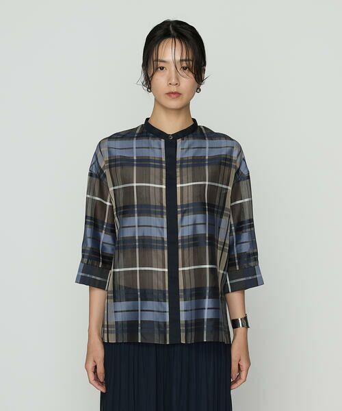 COMME CA PLATINUM S-SIZE / コムサ・プラチナ エスサイズ シャツ・ブラウス | 〔 Sサイズ 〕 シルクドビーチェックビックシルエットシャツ羽織 | 詳細16