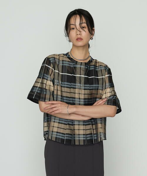 COMME CA PLATINUM S-SIZE / コムサ・プラチナ エスサイズ シャツ・ブラウス | 〔 Sサイズ 〕 シルクオーガンジー ドビーチェックタックプルブラウス | 詳細4