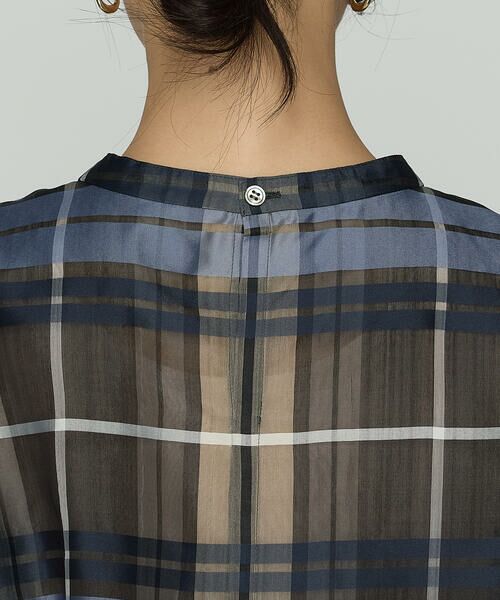 COMME CA PLATINUM S-SIZE / コムサ・プラチナ エスサイズ シャツ・ブラウス | 〔 Sサイズ 〕 シルクオーガンジー ドビーチェックタックプルブラウス | 詳細13