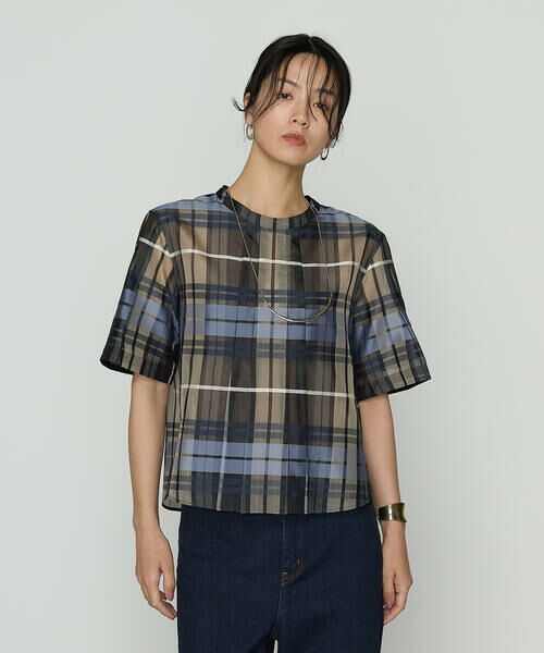 COMME CA PLATINUM S-SIZE / コムサ・プラチナ エスサイズ シャツ・ブラウス | 〔 Sサイズ 〕 シルクオーガンジー ドビーチェックタックプルブラウス | 詳細8