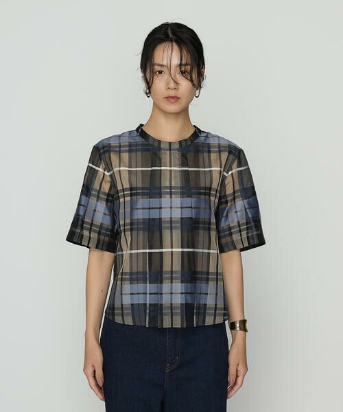 COMME CA PLATINUM S-SIZE / コムサ・プラチナ エスサイズ シャツ・ブラウス | 〔 Sサイズ 〕 シルクオーガンジー ドビーチェックタックプルブラウス | 詳細9