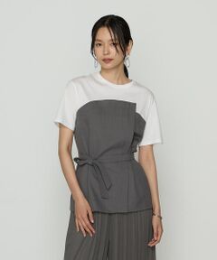 COMME CA PLATINUM S-SIZE / コムサ・プラチナ エスサイズ カットソー | 〔 Sサイズ 〕 コンパクトクールローレル天竺 ビスチェレイヤード風カットソー