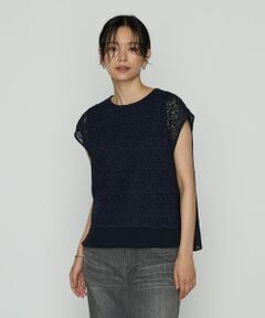 COMME CA PLATINUM S-SIZE / コムサ・プラチナ エスサイズ シャツ・ブラウス | 〔 Sサイズ 〕 リネンコードレース レイヤード風ブラウス