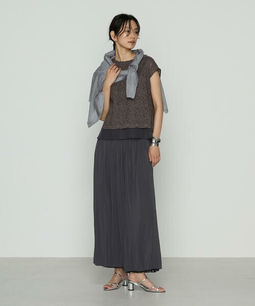 COMME CA PLATINUM S-SIZE / コムサ・プラチナ エスサイズ シャツ・ブラウス | 〔 Sサイズ 〕 リネンコードレース レイヤード風ブラウス | 詳細1