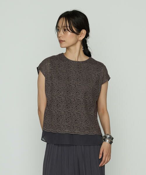 COMME CA PLATINUM S-SIZE / コムサ・プラチナ エスサイズ シャツ・ブラウス | 〔 Sサイズ 〕 リネンコードレース レイヤード風ブラウス | 詳細4