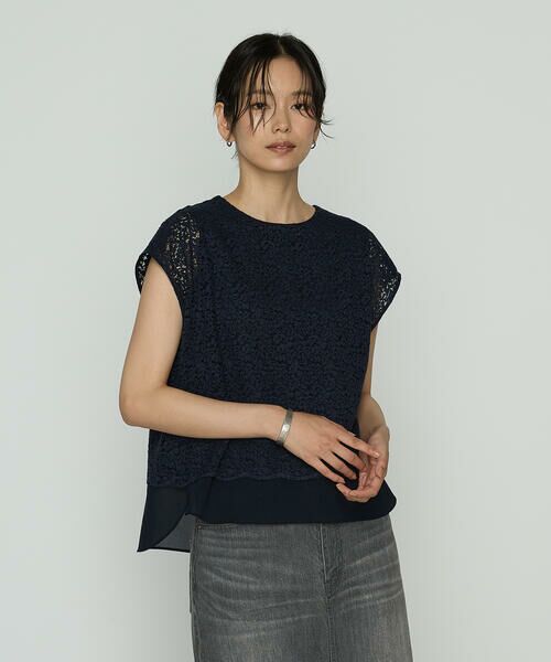 COMME CA PLATINUM S-SIZE / コムサ・プラチナ エスサイズ シャツ・ブラウス | 〔 Sサイズ 〕 リネンコードレース レイヤード風ブラウス | 詳細9