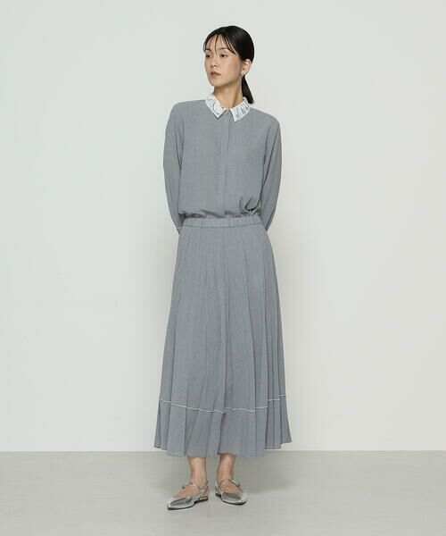 COMME CA PLATINUM S-SIZE / コムサ・プラチナ エスサイズ ロング・マキシ丈スカート | 〔 Sサイズ 〕 ドライシャンブレー プリーツスカート | 詳細1