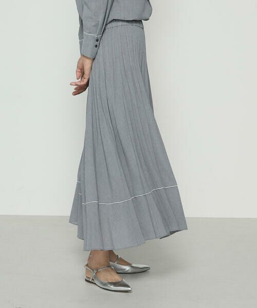 COMME CA PLATINUM S-SIZE / コムサ・プラチナ エスサイズ ロング・マキシ丈スカート | 〔 Sサイズ 〕 ドライシャンブレー プリーツスカート | 詳細4
