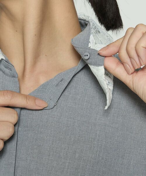 COMME CA PLATINUM S-SIZE / コムサ・プラチナ エスサイズ シャツ・ブラウス | 〔 Sサイズ 〕 ドライシャンブレー レース襟付きシャツ | 詳細10