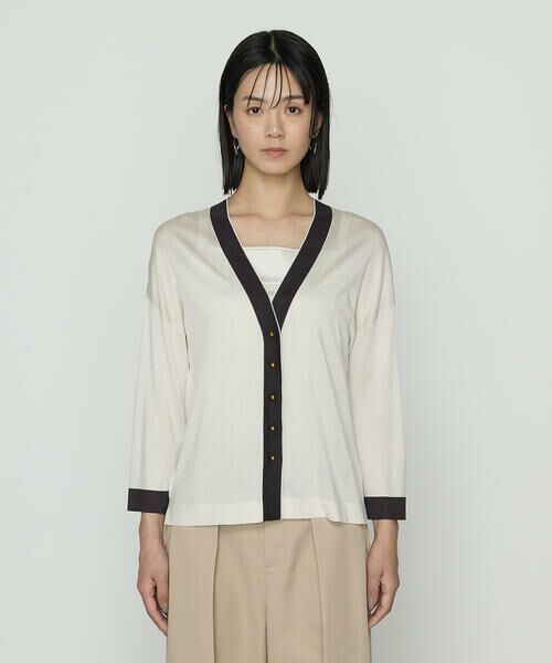 COMME CA PLATINUM S-SIZE / コムサ・プラチナ エスサイズ カーディガン・ボレロ | 〔 Sサイズ 〕 シルキー天竺ニット バイカラーカーディガン | 詳細10