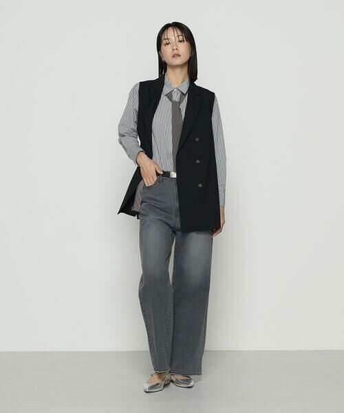 COMME CA PLATINUM S-SIZE / コムサ・プラチナ エスサイズ シャツ・ブラウス | 〔 Sサイズ 〕 デシンストライププリント ボウタイシャツ | 詳細1