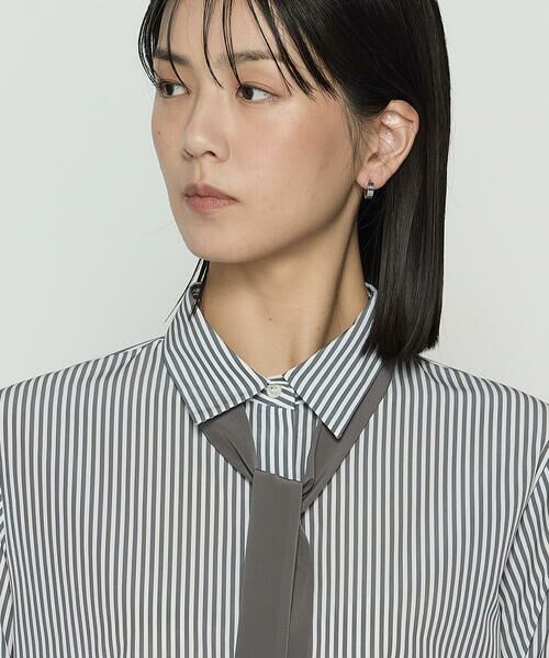 COMME CA PLATINUM S-SIZE / コムサ・プラチナ エスサイズ シャツ・ブラウス | 〔 Sサイズ 〕 デシンストライププリント ボウタイシャツ | 詳細6