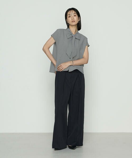 COMME CA PLATINUM S-SIZE / コムサ・プラチナ エスサイズ シャツ・ブラウス | 〔 Sサイズ 〕 シアーサッカーギンガム ボウタイブラウス | 詳細1