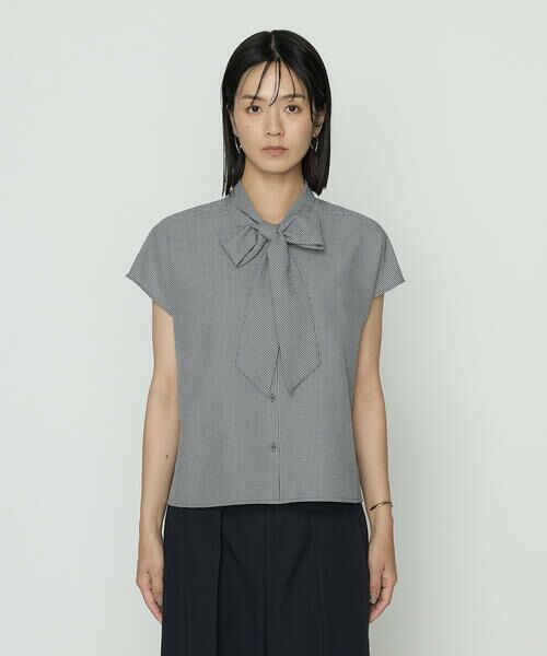 COMME CA PLATINUM S-SIZE / コムサ・プラチナ エスサイズ シャツ・ブラウス | 〔 Sサイズ 〕 シアーサッカーギンガム ボウタイブラウス | 詳細6