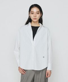 COMME CA PLATINUM S-SIZE / コムサ・プラチナ エスサイズ シャツ・ブラウス | 〔 Sサイズ 〕 ストライプタイプライター／バルキーオックスフォード クロップドシャツ