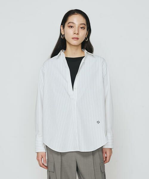 COMME CA PLATINUM S-SIZE / コムサ・プラチナ エスサイズ シャツ・ブラウス | 〔 Sサイズ 〕 ストライプタイプライター／バルキーオックスフォード クロップドシャツ | 詳細2
