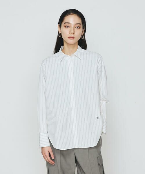 COMME CA PLATINUM S-SIZE / コムサ・プラチナ エスサイズ シャツ・ブラウス | 〔 Sサイズ 〕 ストライプタイプライター／バルキーオックスフォード クロップドシャツ | 詳細3