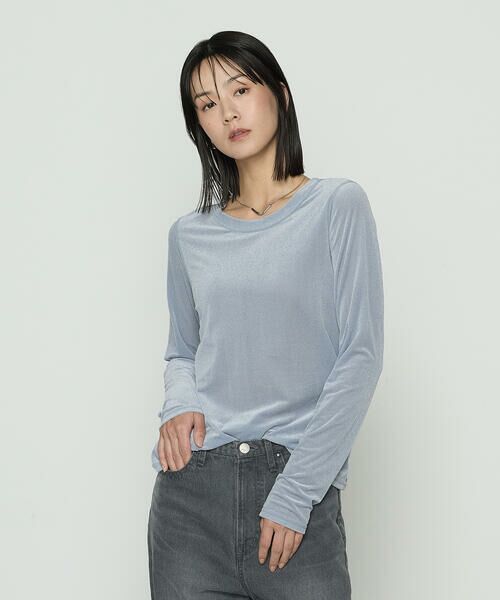 COMME CA PLATINUM S-SIZE / コムサ・プラチナ エスサイズ カットソー | 〔 Sサイズ 〕 シアーベロア ラウンドネックプルオーバー（23:サックス）