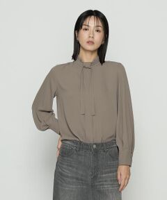 COMME CA PLATINUM S-SIZE / コムサ・プラチナ エスサイズ シャツ・ブラウス | 〔 Sサイズ 〕 マットサテン タイ付 ハイネックブラウス