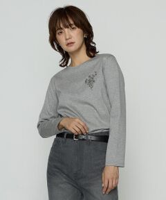 COMME CA PLATINUM S-SIZE / コムサ・プラチナ エスサイズ Tシャツ | 〔 Sサイズ 〕 スーピマバイオシルスムース ビジュー刺繍Tシャツ