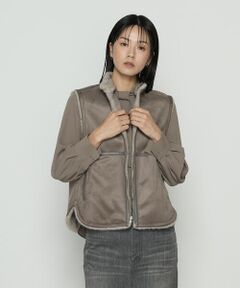 COMME CA PLATINUM S-SIZE / コムサ・プラチナ エスサイズ ベスト | 〔 Sサイズ 〕エコファー リバーシブルジレ