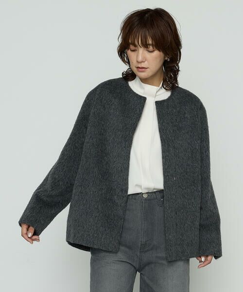 COMME CA PLATINUM S-SIZE / コムサ・プラチナ エスサイズ その他アウター | 〔 Sサイズ 〕 アルパカシャギー ノーカラージャコット | 詳細13