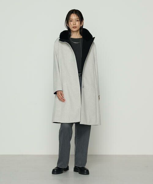 COMME CA PLATINUM S-SIZE / コムサ・プラチナ エスサイズ その他アウター | 〔 Sサイズ 〕アンゴラウール スタンドフーデットコート | 詳細1