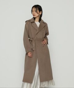 COMME CA PLATINUM S-SIZE / コムサ・プラチナ エスサイズ トレンチコート | 〔 Sサイズ 〕 アンゴラウール ロングトレンチコート