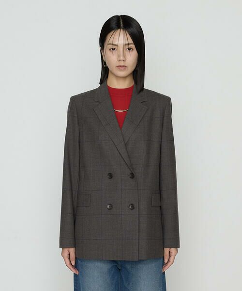 COMME CA PLATINUM S-SIZE / コムサ・プラチナ エスサイズ テーラードジャケット | 〔 Sサイズ 〕 トリアセウールフラノウィンドペン ダブルジャケット | 詳細5