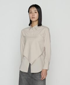 COMME CA PLATINUM S-SIZE / コムサ・プラチナ エスサイズ シャツ・ブラウス | 〔 Sサイズ 〕 コットンナイロンシャンブレー カーチフ付きシャツ