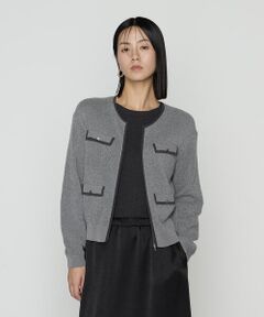 COMME CA PLATINUM S-SIZE / コムサ・プラチナ エスサイズ カーディガン・ボレロ | 〔 Sサイズ 〕 モールジャカードニット ジップアップカーディガン