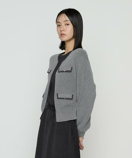 COMME CA PLATINUM S-SIZE / コムサ・プラチナ エスサイズ カーディガン・ボレロ | 〔 Sサイズ 〕 モールジャカードニット ジップアップカーディガン | 詳細2